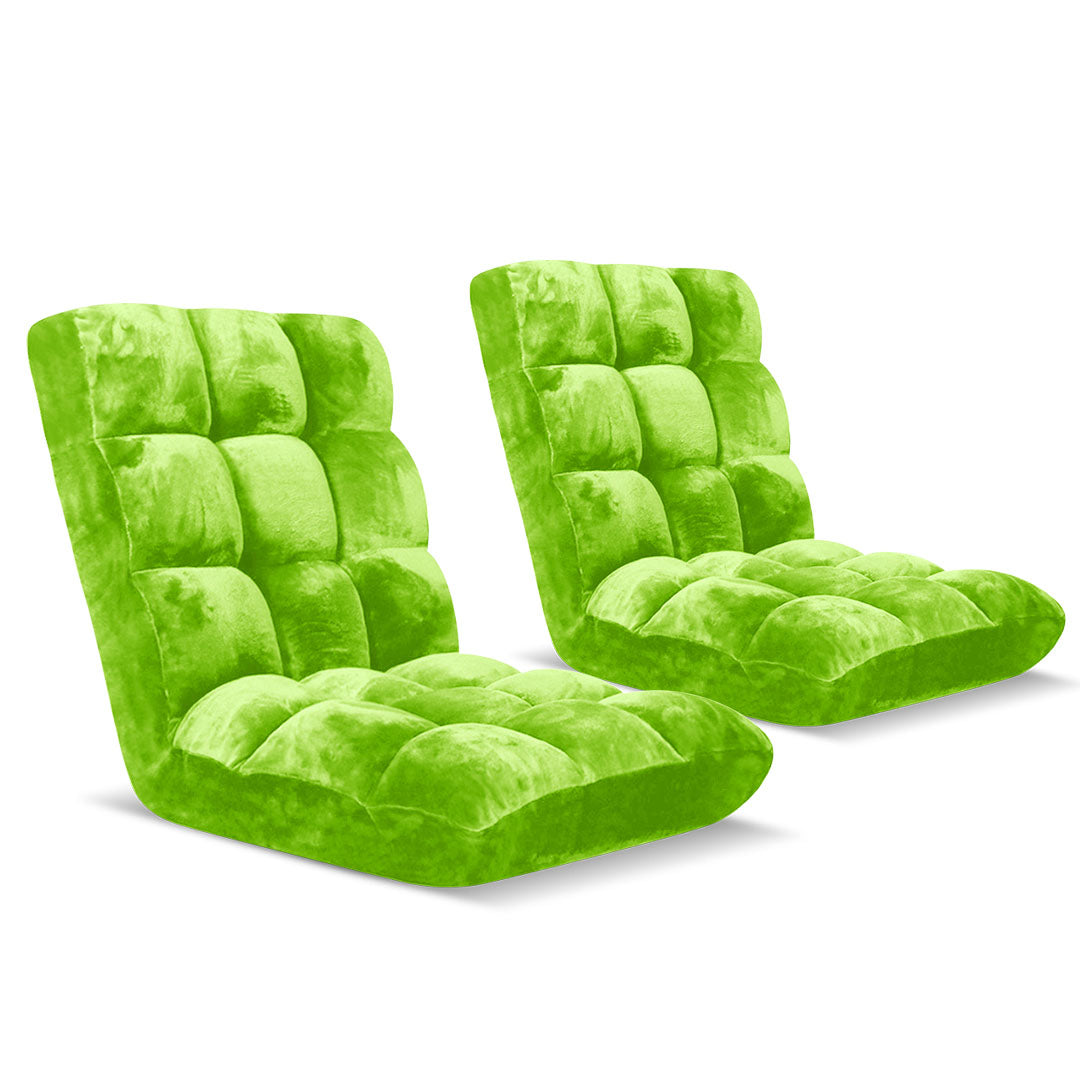 SOGA 2X Floor Recliner Folding Lounge Sofa Futon Couch Folding Chair Cushion Green