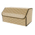 SOGA Leather Car Boot Collapsible Foldable Trunk Cargo Organizer Portable Storage Box Beige/Gold Stitch Large