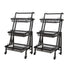 SOGA 2X 3 Tier Steel Black Adjustable Kitchen Cart Multi-Functional Shelves Portable Storage Organizer with Wheels