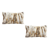 SOGA 2X 30cm Throw Pillow Coffee Rabbit Fur Lumbar Warm Cozy Decorative Cushion Home Decor