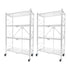 SOGA 2X 4 Tier Steel White Foldable Display Stand Multi-Functional Shelves Portable Storage Organizer with Wheels