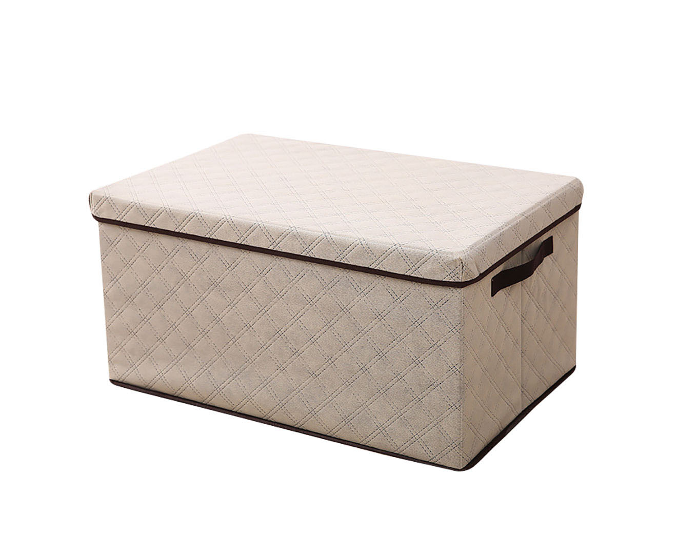 SOGA Medium Beige Non-Woven Diamond Quilt Grid Fabric Storage/Organizer Box