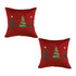 SOGA 2X 45cm Burgundy Red Throw Pillow with Three Embroidered Christmas Trees Festive Holiday Square Cushion Home Decor