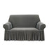 SOGA 2-Seater Grey Sofa Cover with Ruffled Skirt Couch Protector High Stretch Lounge Slipcover Home Decor