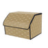 SOGA Leather Car Boot Collapsible Foldable Trunk Cargo Organizer Portable Storage Box Beige/Gold Stitch Medium