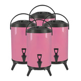 SOGA 4X 18L Stainless Steel Insulated Milk Tea Barrel Hot and Cold Beverage Dispenser Container with Faucet Pink