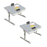 SOGA 2X 60X40cm Grey Small Laptop Bed Portable Foldable Study Table Adjustable Adjustable