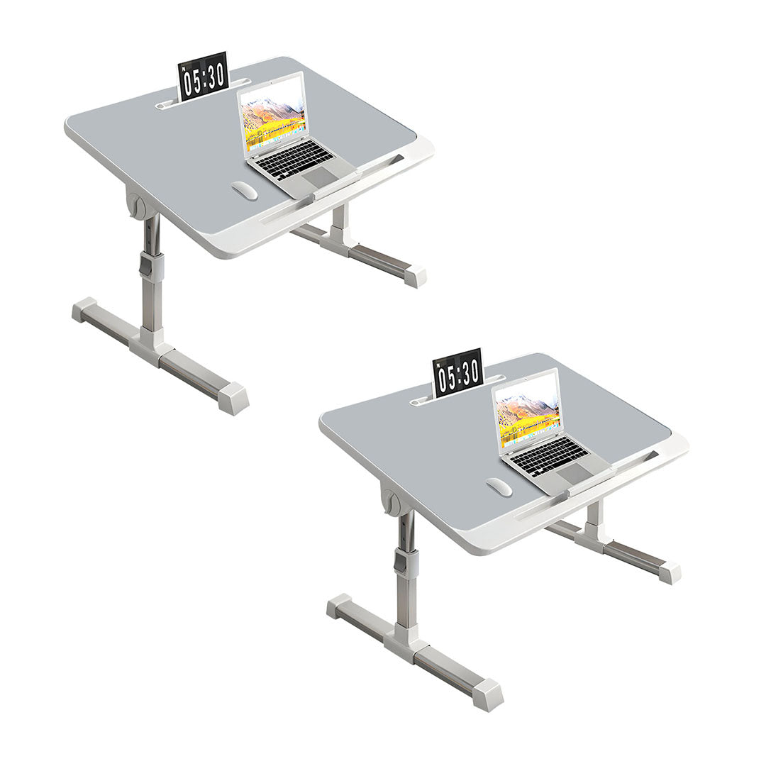 SOGA 2X 60X40cm Grey Small Laptop Bed Portable Foldable Study Table Adjustable Adjustable