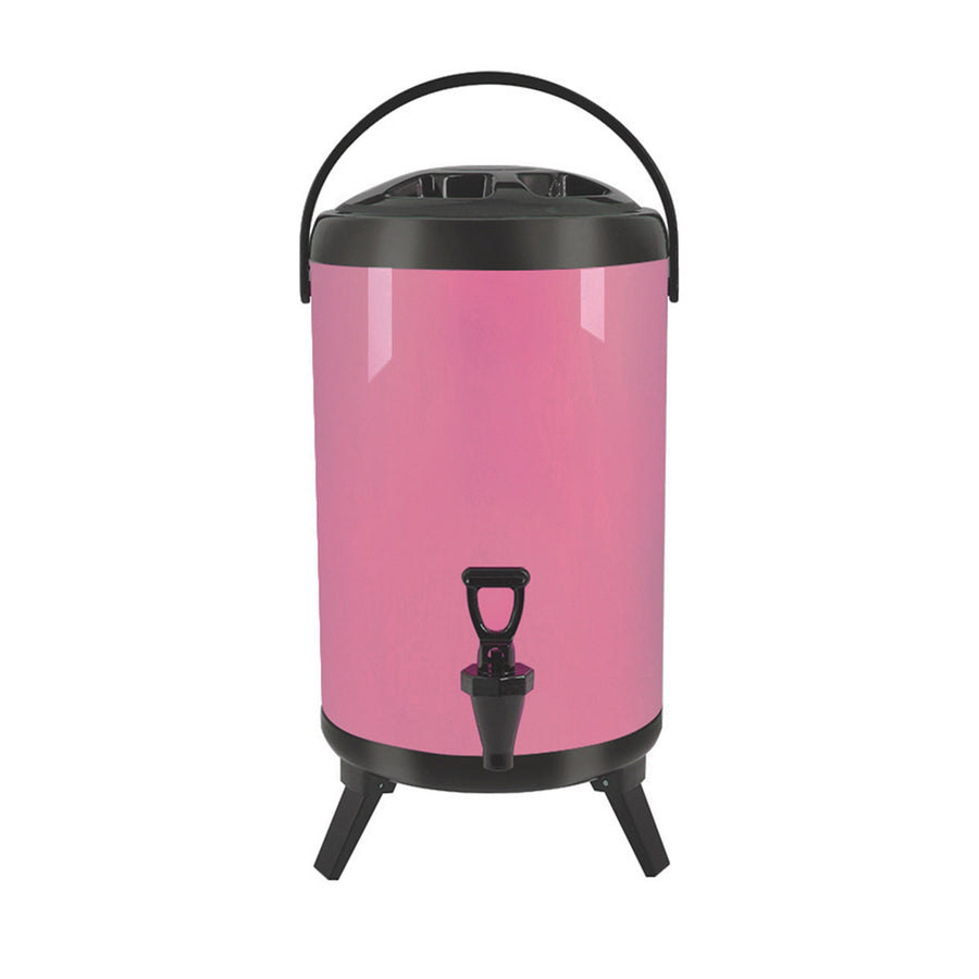 SOGA 8L Stainless Steel Insulated Milk Tea Barrel Hot and Cold Beverage Dispenser Container with Faucet Pink