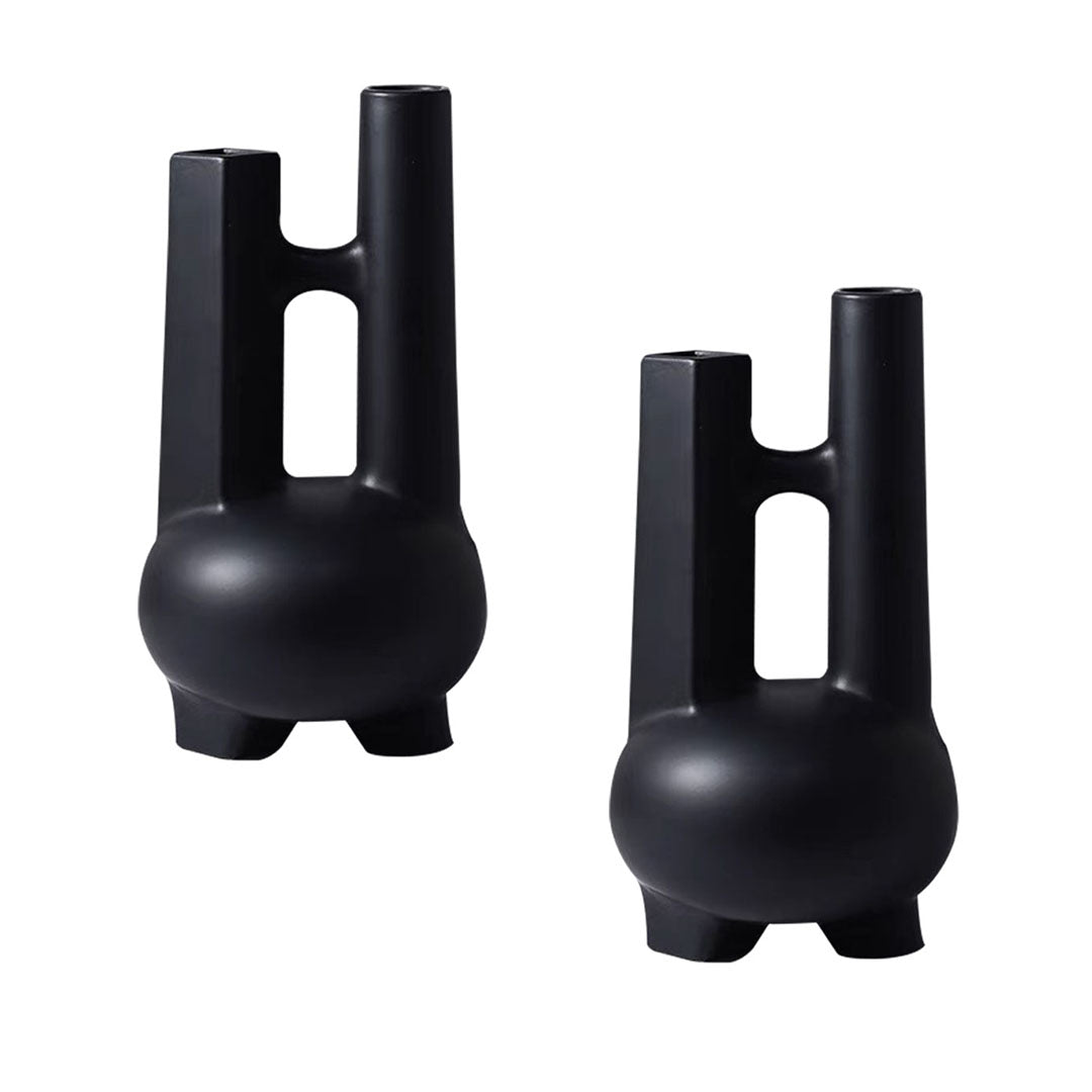 SOGA 2X Ornament Modern Geometric Vase Minimalist Double Tube Abstract Sculpture for Home Décor Décor