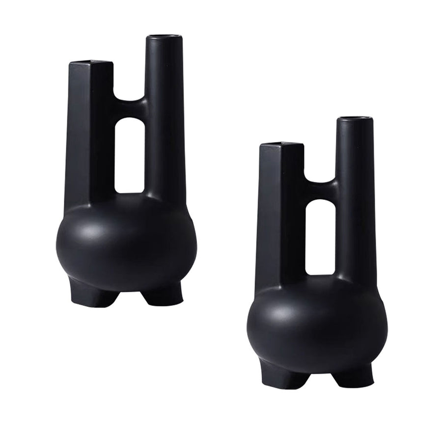 SOGA 2X Ornament Modern Geometric Vase Minimalist Double Tube Abstract Sculpture for Home Décor Décor