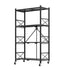 SOGA 4 Tier Steel Black Foldable Display Stand Multi-Functional Shelves Portable Storage Organizer with Wheels