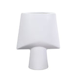 SOGA 21x25.5cm Small White Ornament Geometric Decor Ceramic Vase Flower Pots Decorative for Living Room Decoration