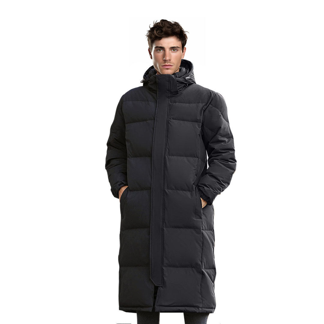 abbee Black XL Winter Hooded Overcoat Long Jacket Stylish Lightweight Quilted Warm Puffer Coat