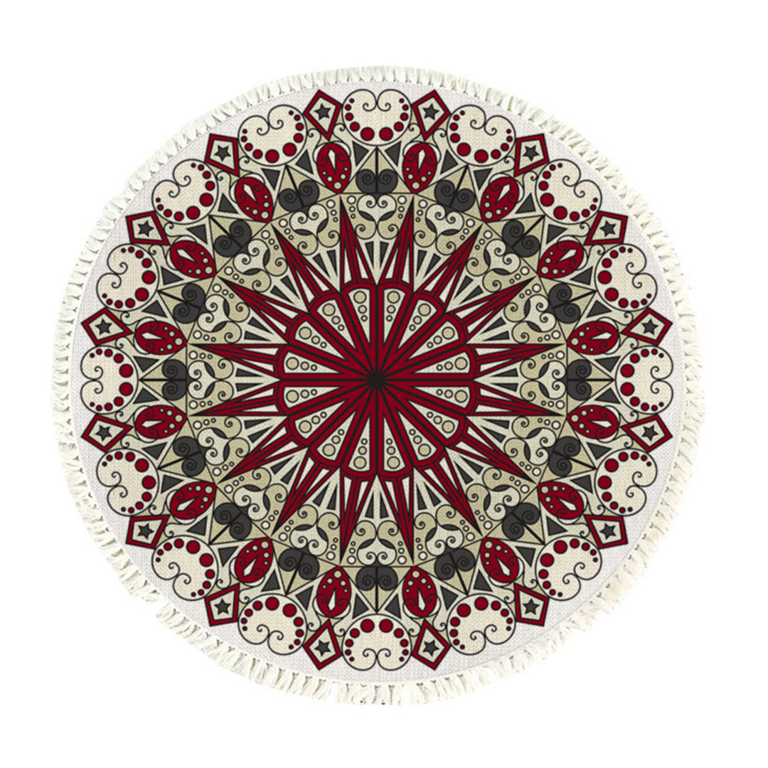 SOGA 120cm Mandala Modern Ethnic Tassel Print Anti-slip Doormat, Home Decor