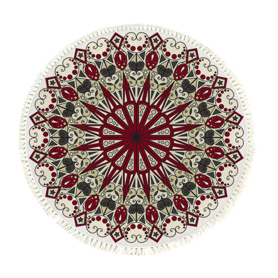 SOGA 120cm Mandala Modern Ethnic Tassel Print Anti-slip Doormat, Home Decor