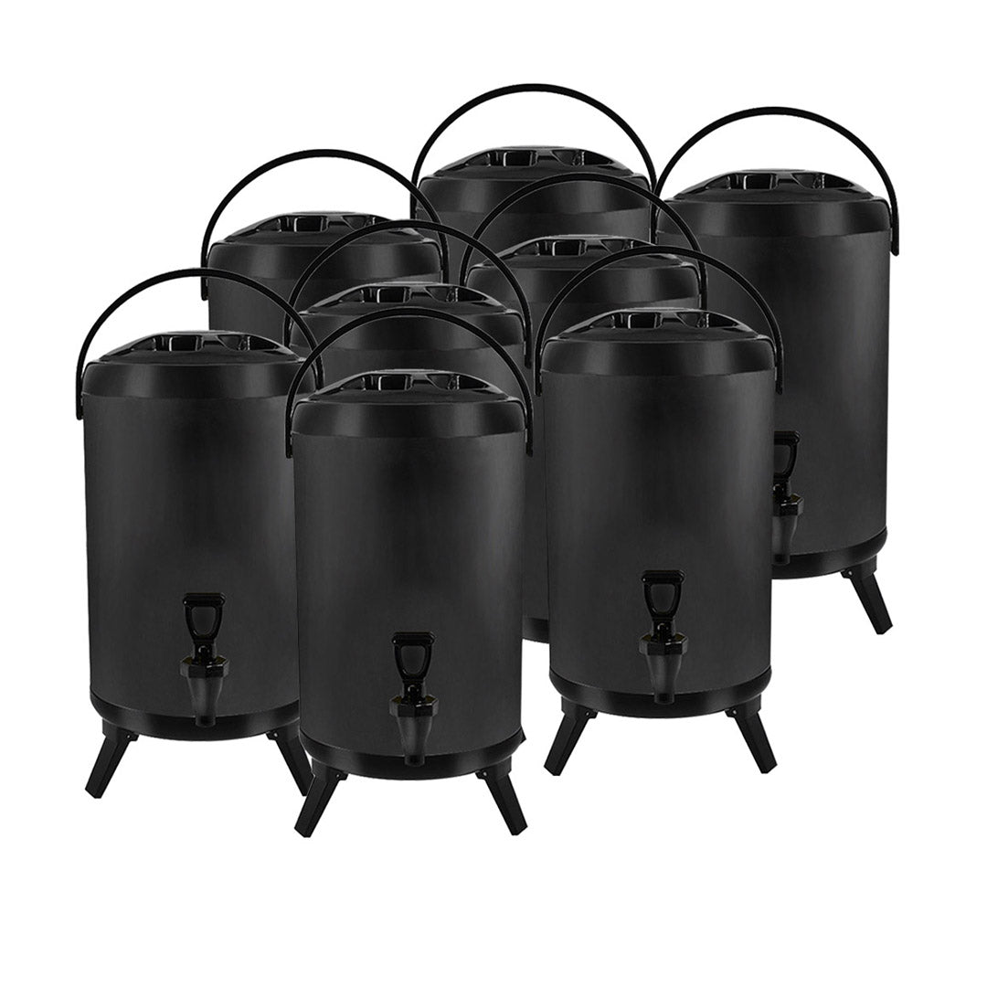 SOGA 8X 12L Stainless Steel Insulated Milk Tea Barrel Hot and Cold Beverage Dispenser Container with Faucet Black