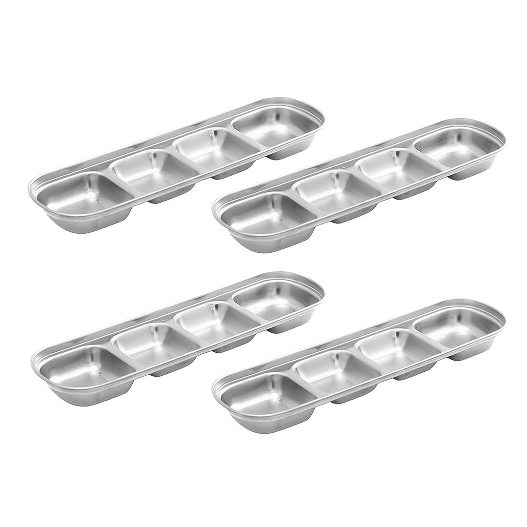 SOGA 26cm Silver Sauce Pan with four Compartments Divided Sauce Dish Kitchen Essential