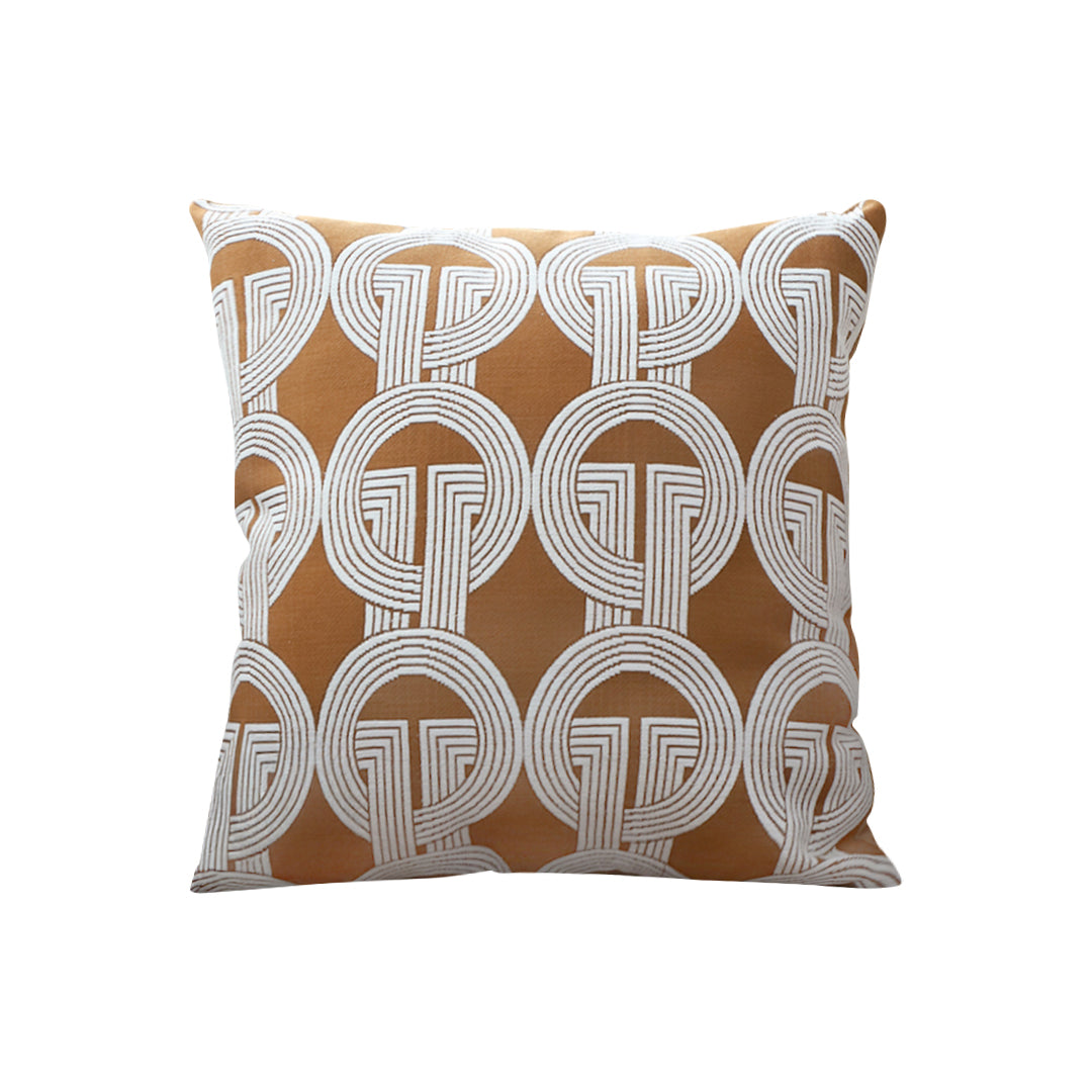 SOGA 50cm Throw Pillow Brown Circular Chain Jacquard  Decorative Square for Home Decor