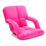 SOGA Foldable Lounge Cushion Adjustable Floor Lazy Recliner Chair with Armrest Pink Pink