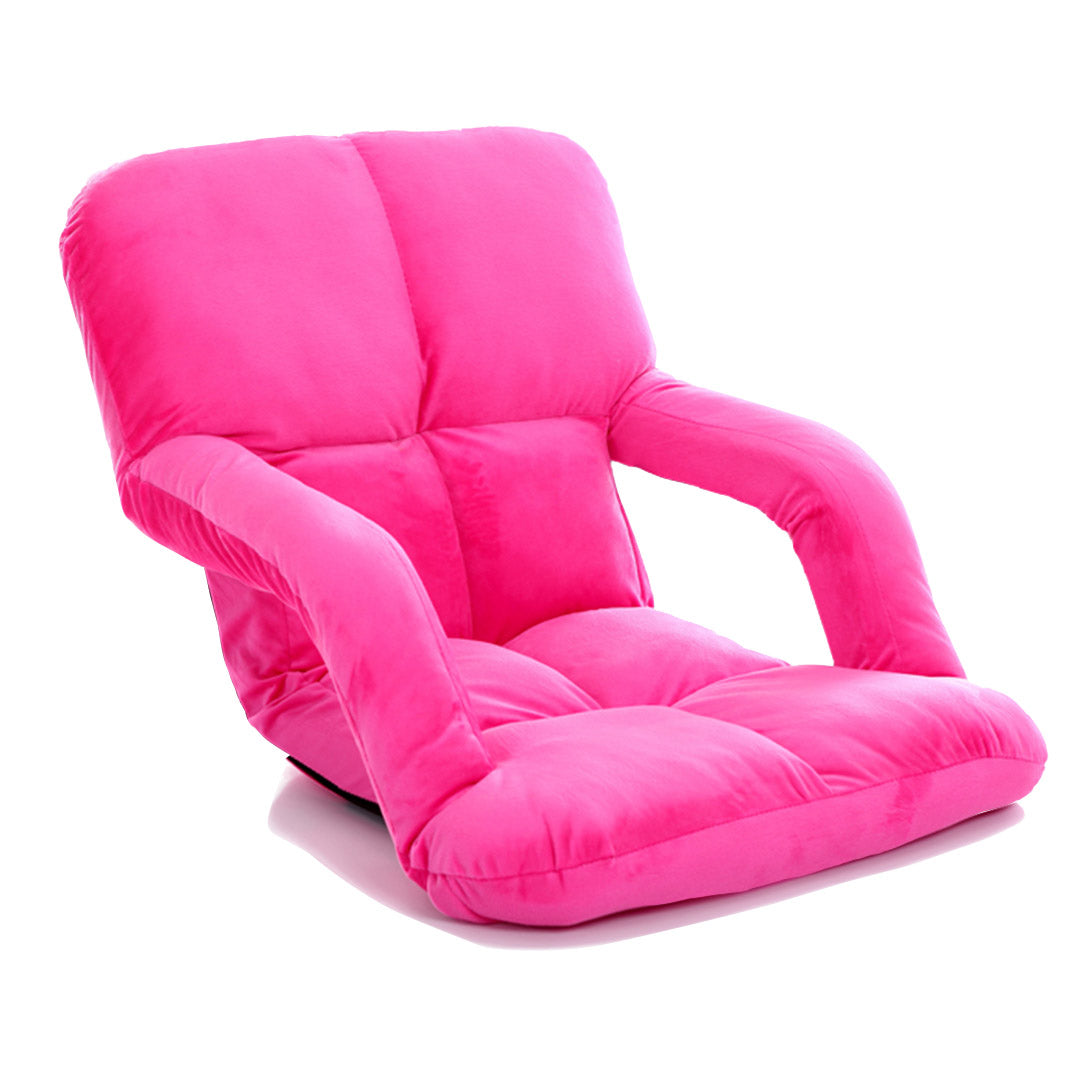 SOGA Foldable Lounge Cushion Adjustable Floor Lazy Recliner Chair with Armrest Pink Pink