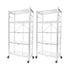 SOGA 2X 5 Tier Steel White Foldable Display Stand Multi-Functional Shelves Portable Storage Organizer with Wheels
