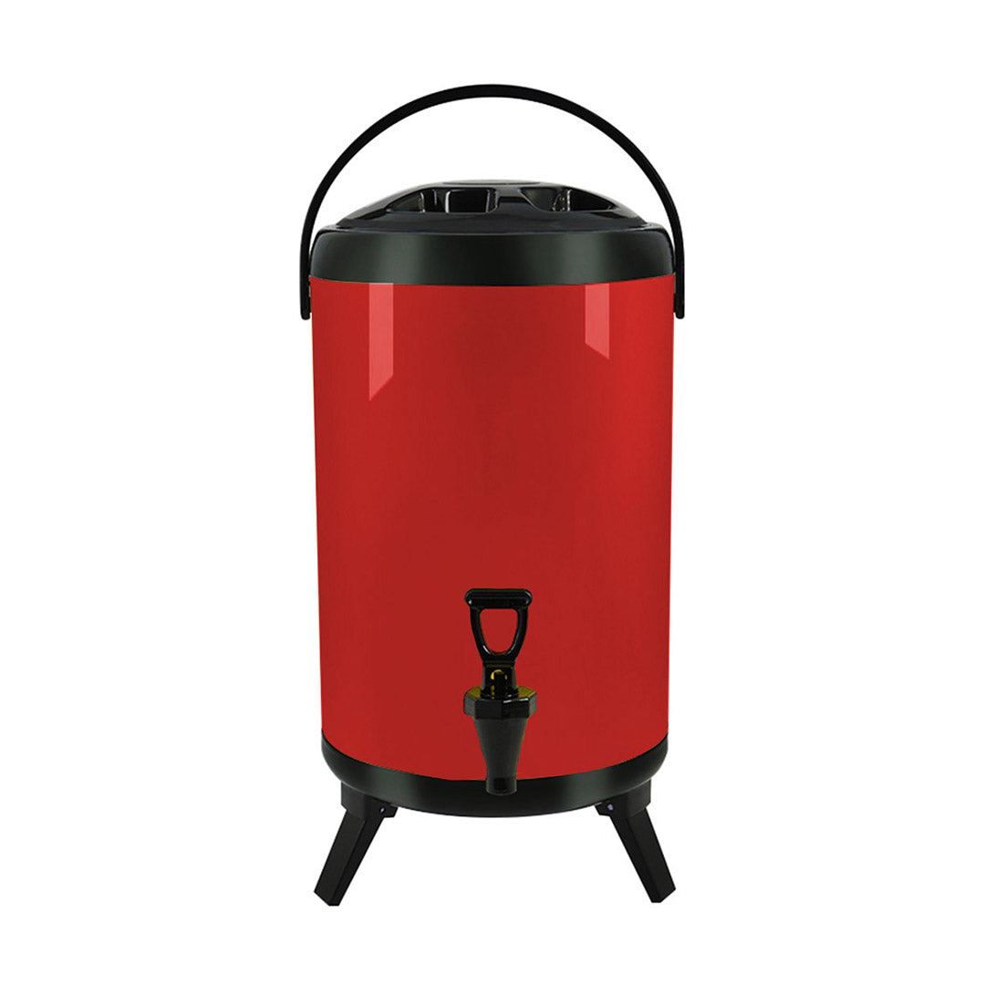 SOGA 8L Stainless Steel Insulated Milk Tea Barrel Hot and Cold Beverage Dispenser Container with Faucet Red