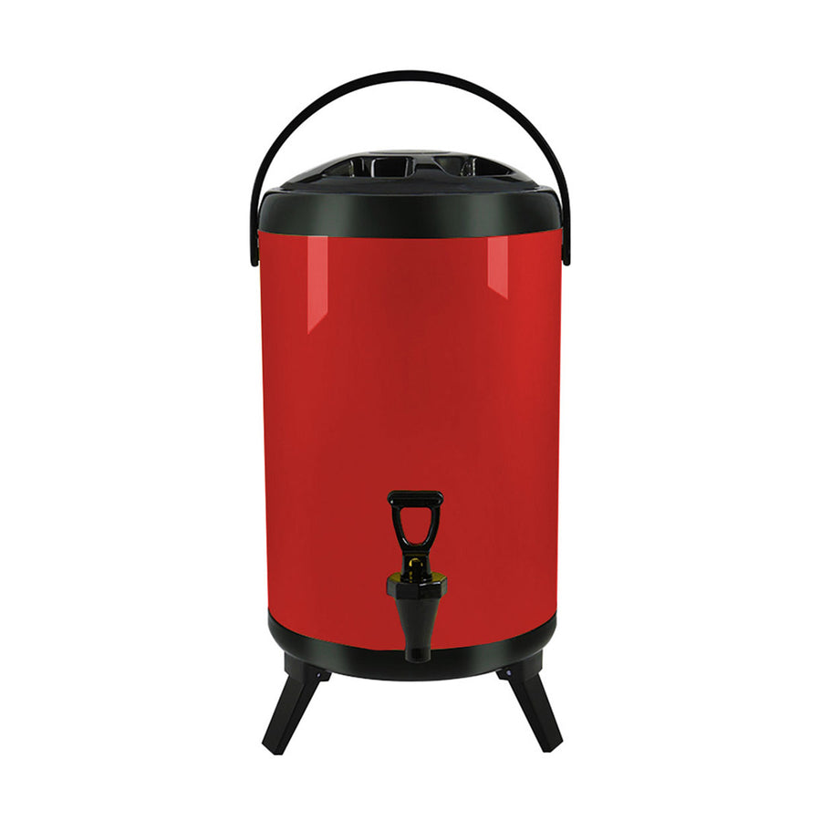 SOGA 8L Stainless Steel Insulated Milk Tea Barrel Hot and Cold Beverage Dispenser Container with Faucet Red