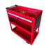 SOGA 3 Tier Tool Storage Cart Portable Service Utility Heavy Duty Mobile Trolley with Drawer and Hooks Red
