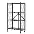 SOGA 4 Tier Steel Black Foldable Kitchen Cart Multi-Functional Shelves Portable Storage Organizer with Wheels