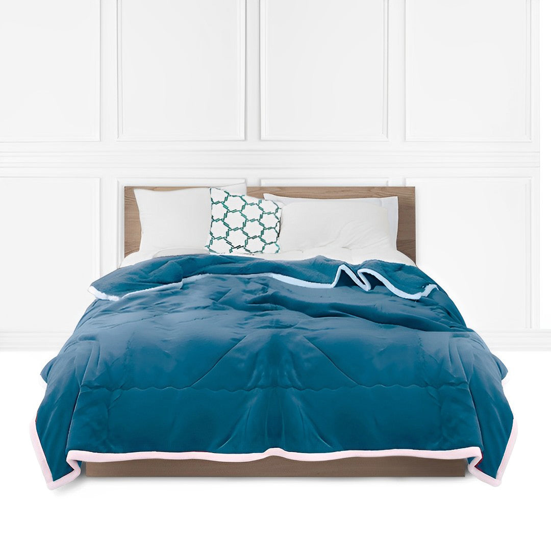 SOGA Lake Blue Throw Blanket Warm Cozy Double Sided Thick Flannel Coverlet Fleece Bed Sofa Comforter