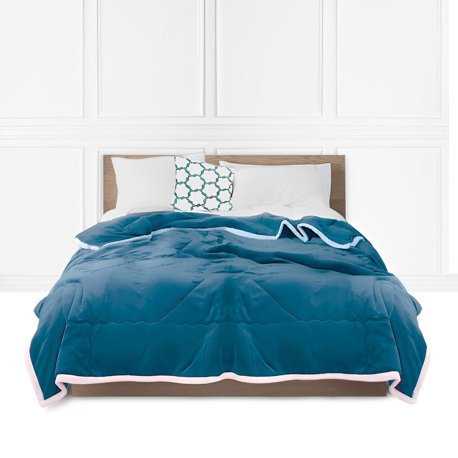 SOGA Lake Blue Throw Blanket Warm Cozy Double Sided Thick Flannel Coverlet Fleece Bed Sofa Comforter