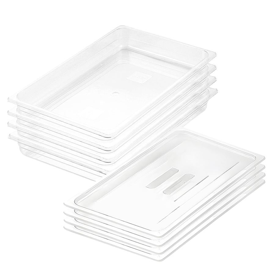 SOGA 65mm Clear Gastronorm GN Pan 1/1 Food Tray Storage Bundle of 4 with Lid