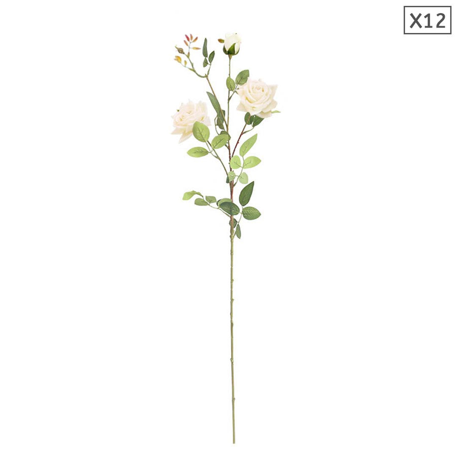 SOGA 12pcs Artificial Silk Flower Fake Rose Bouquet Table Decor White