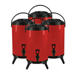 SOGA 4X 10L Stainless Steel Insulated Milk Tea Barrel Hot and Cold Beverage Dispenser Container with Faucet Red