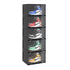 SOGA 5 Tier Black Portable Shoe Organiser Sneaker Footwear Folding Plastic Bin Stackable Storage Box with Magnetic Door