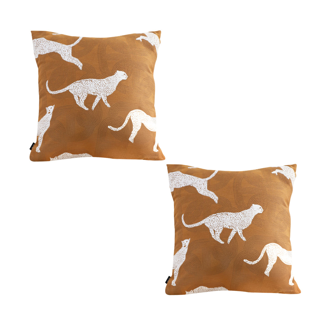 SOGA 2X 50cm Throw Pillow Brown and White Cheetah Animal Print for Home D?cor