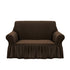 SOGA 2-Seater Coffee Sofa Cover with Ruffled Skirt Couch Protector High Stretch Lounge Slipcover Home Decor