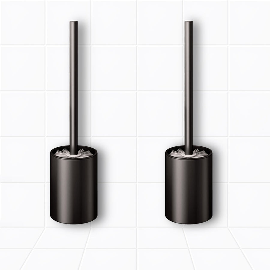 SOGA 2X 27cm Wall-Mounted Toilet Brush with Holder Bathroom Cleaning Scrub Black
