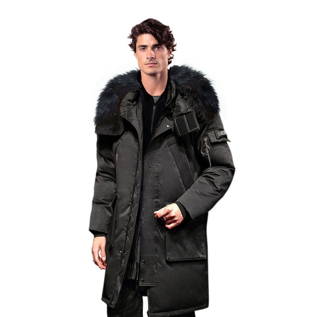abbee Black 3XL Winter Fur Hooded Down Jacket Stylish Lightweight Quilted Warm Puffer Coat Coat