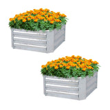 SOGA 2X 100cm Square Galvanised Raised Garden Bed Vegetable Herb Flower Outdoor Planter Box Box