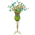 SOGA 85cm Green Glass Tall Floor Vase and 12pcs Blue Artificial Fake Flower Set