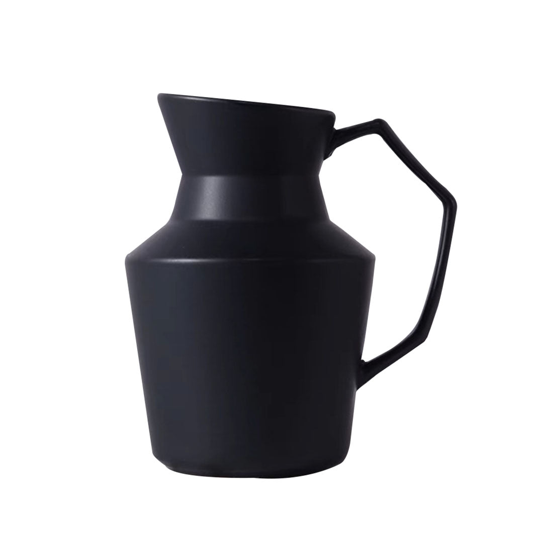 SOGA 23.5cmx19.5cm Ornament Black Modern Ceramic Decorative Pitcher Vase with Handle for Home Décor