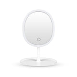 SOGA 26cm White Oval Smart LED Makeup Bedroom Table Vanity Mirror Tricolor Adjustable Light