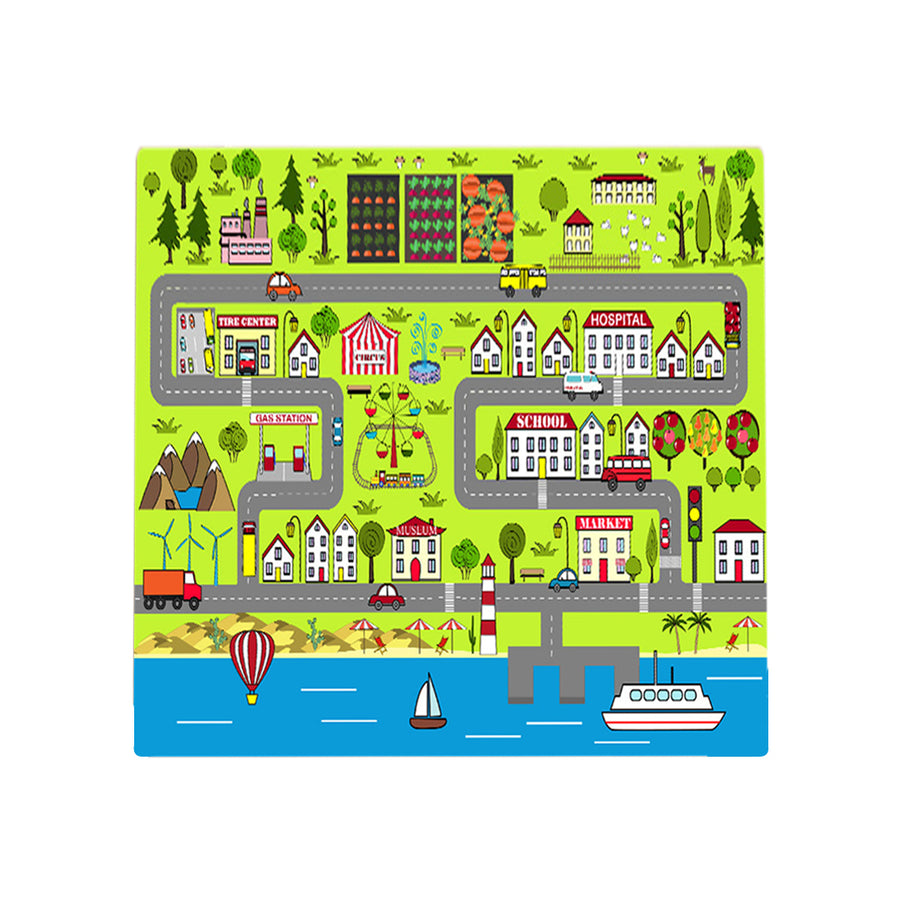 SOGA 120cm Kids Rug Street Map Play Mat, Educational Baby Theme Park Area Rugs
