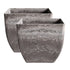 SOGA 2X 27cm Rock Grey Square Resin Plant Flower Pot in Cement Pattern Planter Cachepot for Indoor Home Office