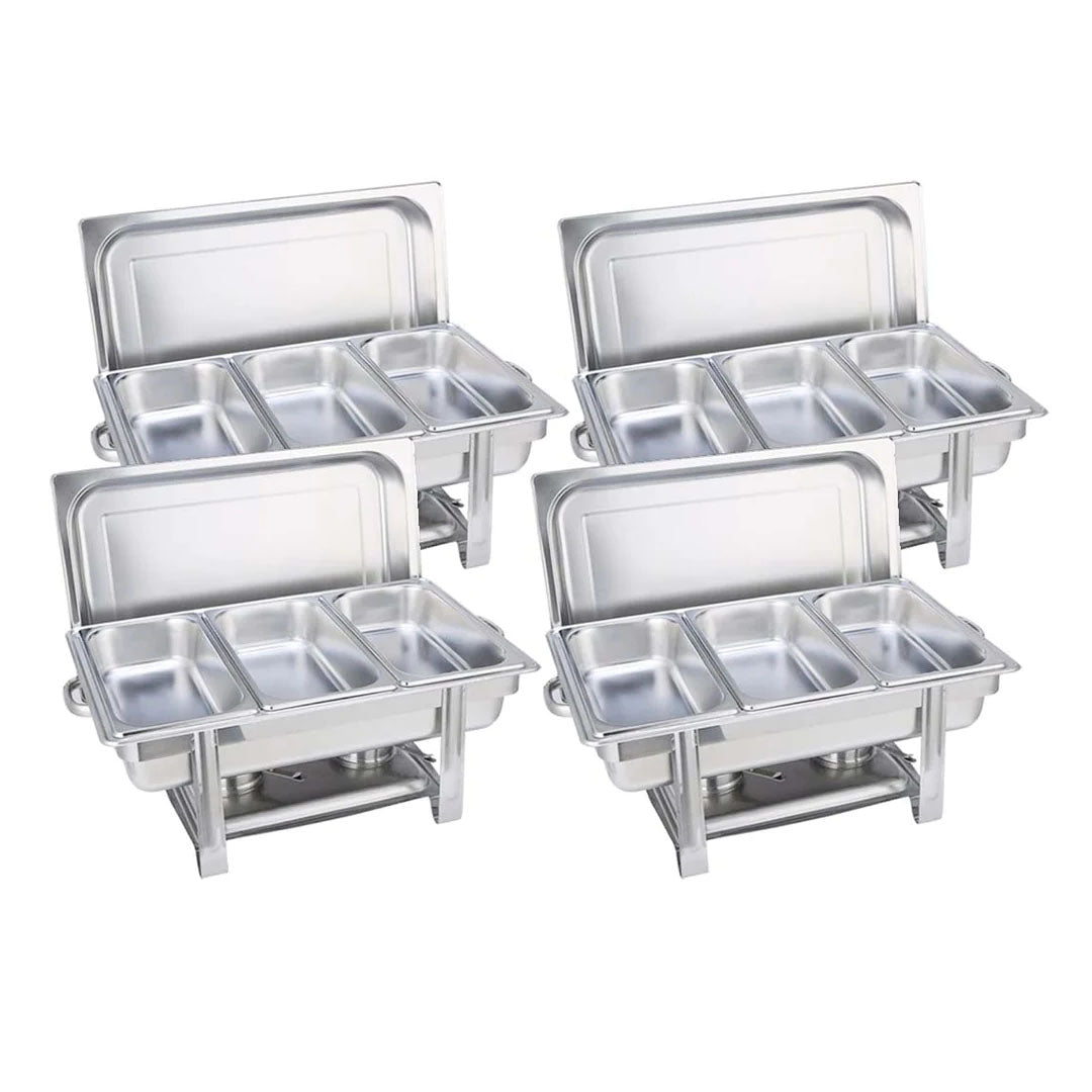 SOGA 4X Stainless Steel Chafing Triple Tray Catering Dish Food Warmer