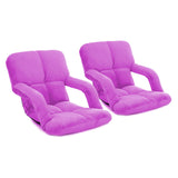 SOGA 2X Foldable Lounge Cushion Adjustable Floor Lazy Recliner Chair with Armrest Purple Purple