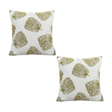 SOGA 2X 50cm Throw Pillow White with Olive Green Autumn Harvest Pumpkin Print Home Decor