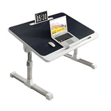 SOGA 60X40cm Black Small Laptop Bed Portable Foldable Study Table Adjustable Adjustable